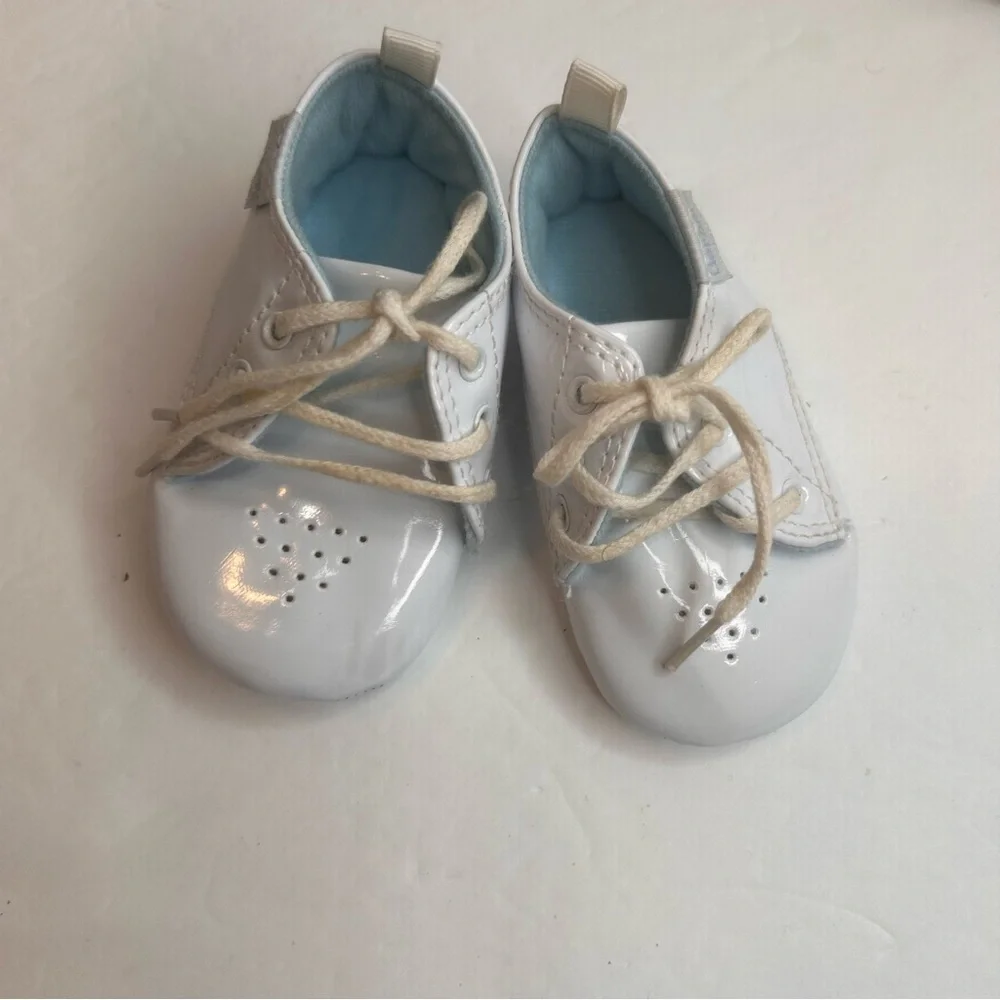 Gerber 1st Classic White Baby Shoes.Christening Crib Shoes White Size 6-9Months